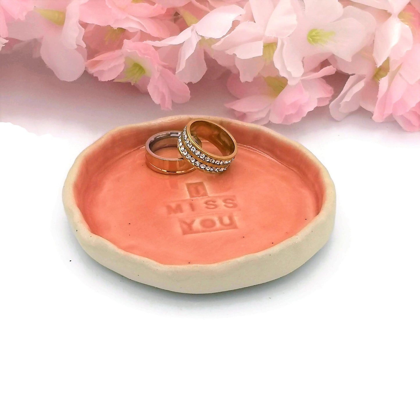 Handmade Ceramic Ring Holder Dish, Ring Organizer, Custom Jewelry Dish I Miss You Gift, Small Trinket Tray, Key Dish, Soap Dish, Candy Dish - Ceramica Ana Rafael