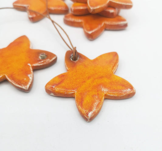 55mm Unique Clay Charms For Jewelry Making, Big Pendant Necklace, Large Pendant Star Shape, Cool Pendant Orange - Ceramica Ana Rafael