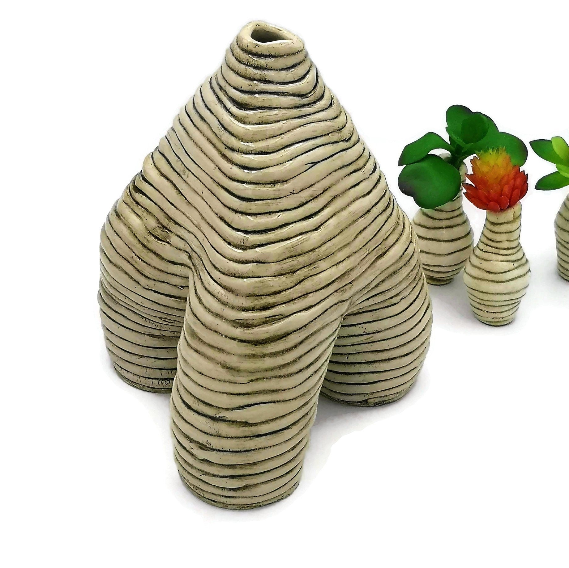 Handmade Ceramic Sculpture, Contemporary Art Abstract, Textured Sculptural Vase For Table, Mid Century Modern Sculpture, Custom Wedding Gift - Ceramica Ana Rafael