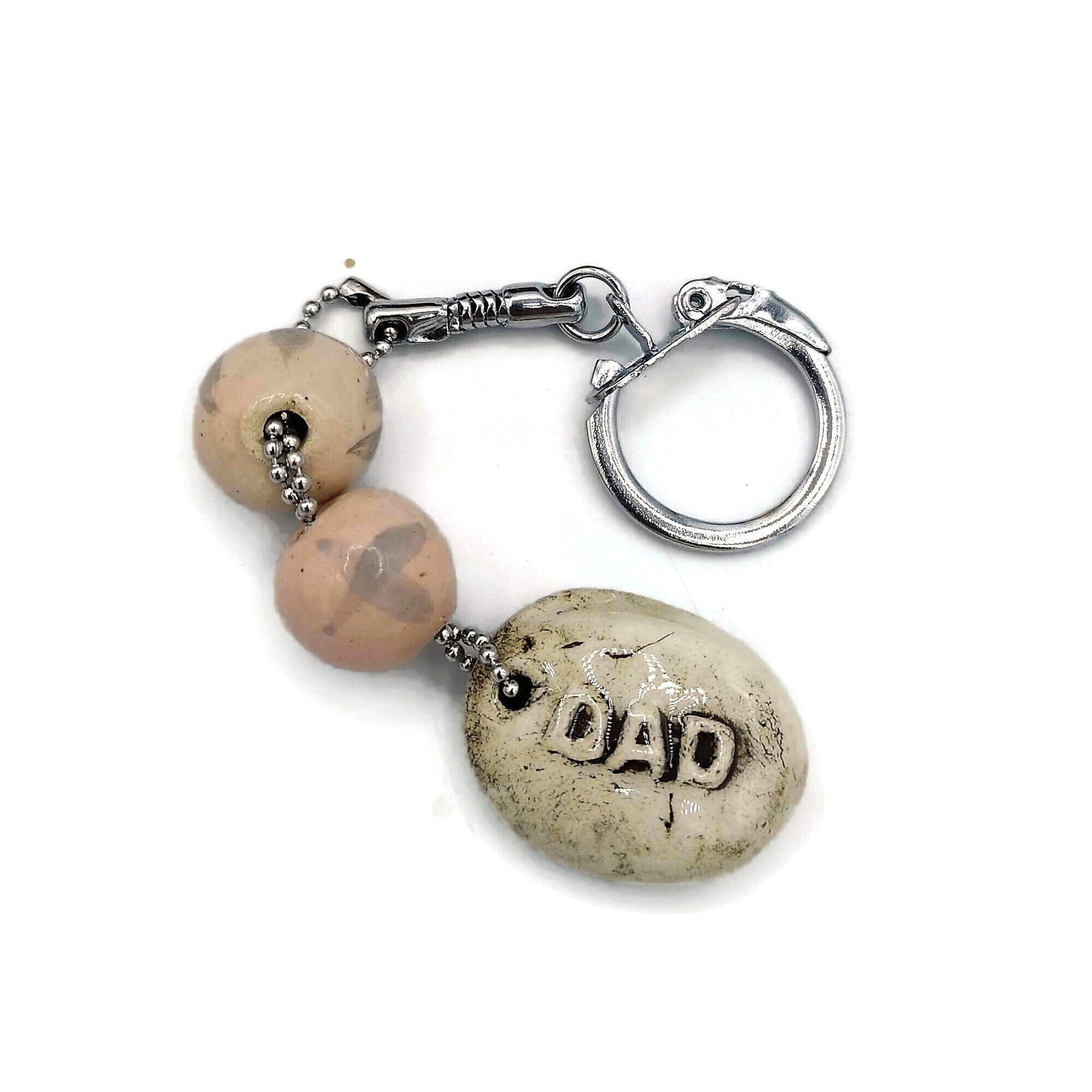 DAD KEYCHAIN, BEADED Keychain For Men Customizable, Cool Clay Charm Keyring Beaded Accessories Gift For Daddy, Dad Birthday Gift - Ceramica Ana Rafael
