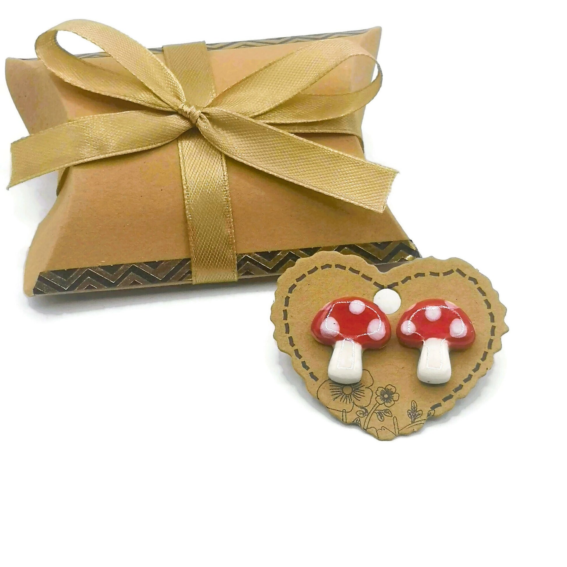Handmade Red Mushroom Stud Earrings For Women, Clay Designer Earrings, Stocking Stuffer For Teen Girl, Ceramic Jewelry Best Gifts For Her - Ceramica Ana Rafael