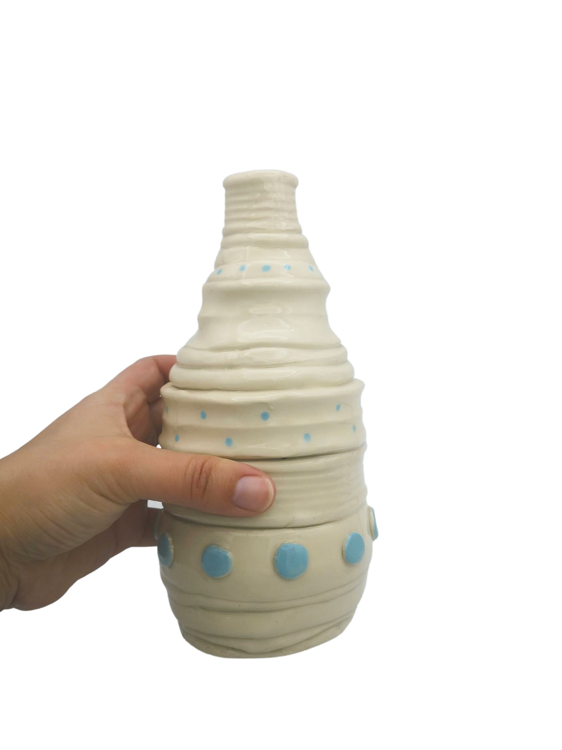 Irregular Handmade Ceramic Vase For Flowers, Textured Decorative Handbuilt Stoneware Sculptural Bottle For Home Decor With Rustic Look - Ceramica Ana Rafael