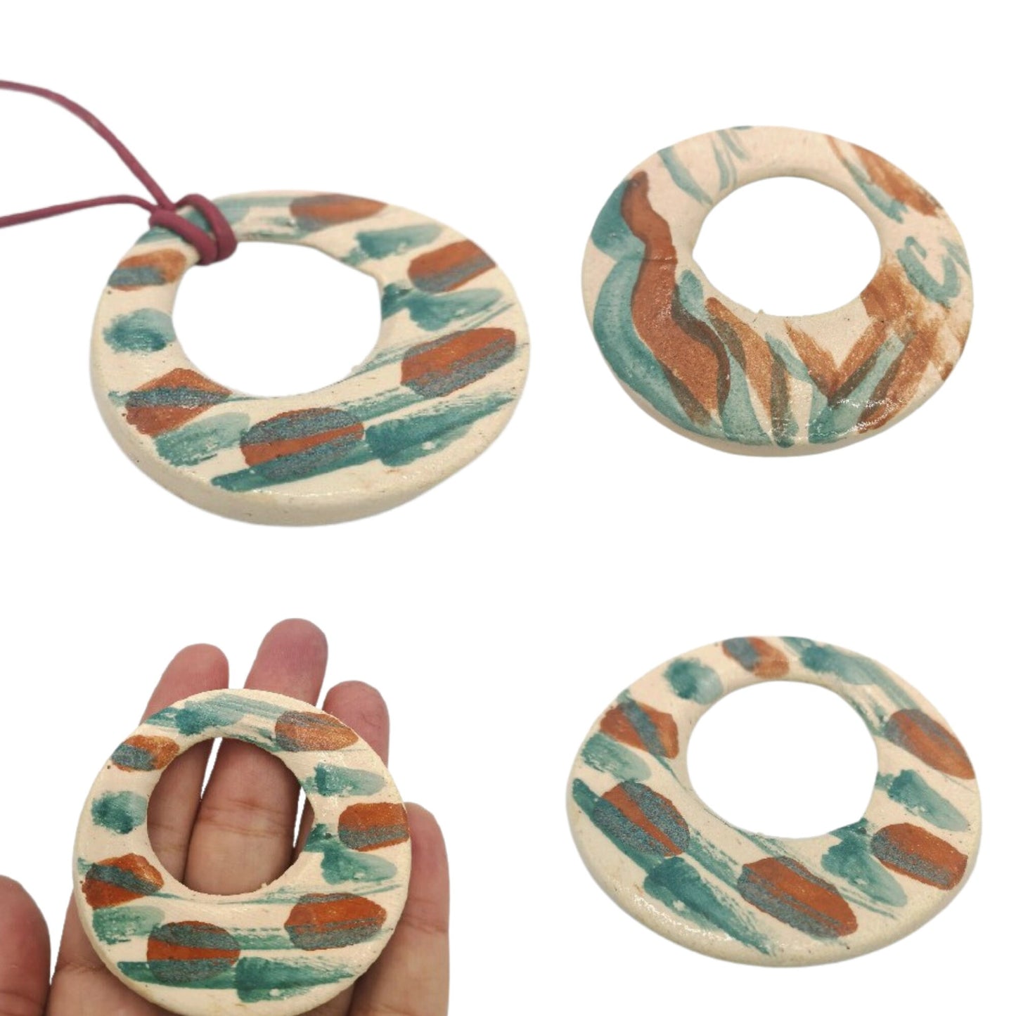 Jewelry Making Clay Charms, Geometric Pendant Necklace, Extra Large Circle Pendant Abstract - Ceramica Ana Rafael