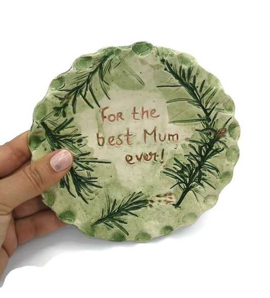 ceramic trinket dish clay, leaf ring dish, best mom ever gift, mothers day gift from daughter, mom birthday gift from son, step mom gift - Ceramica Ana Rafael