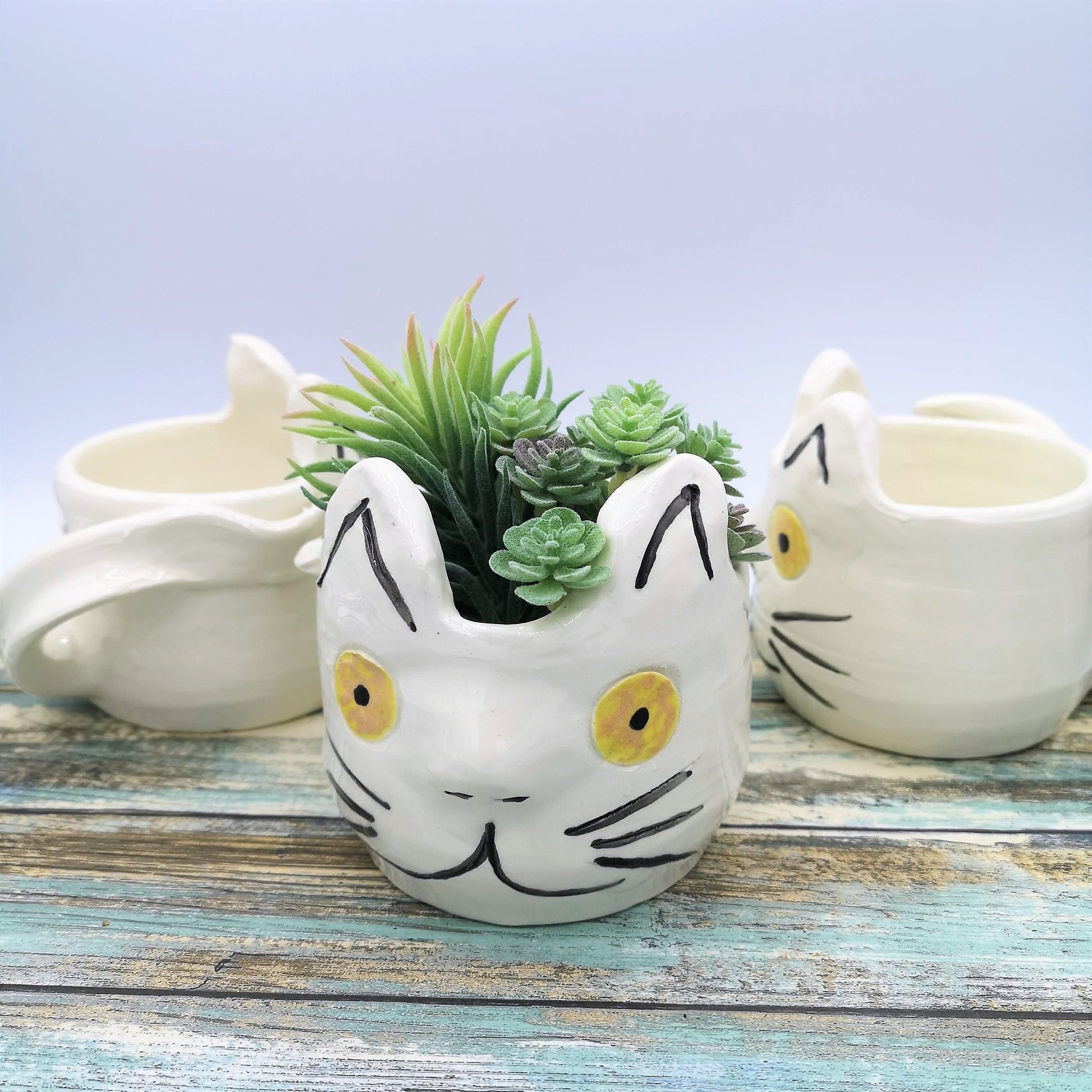 CAT PLANTER POT, Cat Succulent Planter, Cute Animal Cactus Planter, Unique Cat Lover Gift - Ceramica Ana Rafael