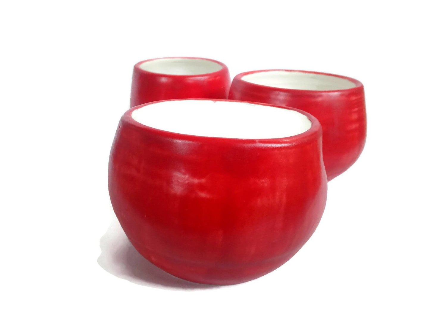 Handmade Ceramic Matte Red Mug, Unique Coffee Cup Without Handle, Large Hand Made Mug For Christmas Coffee Lovers Gifts - Ceramica Ana Rafael