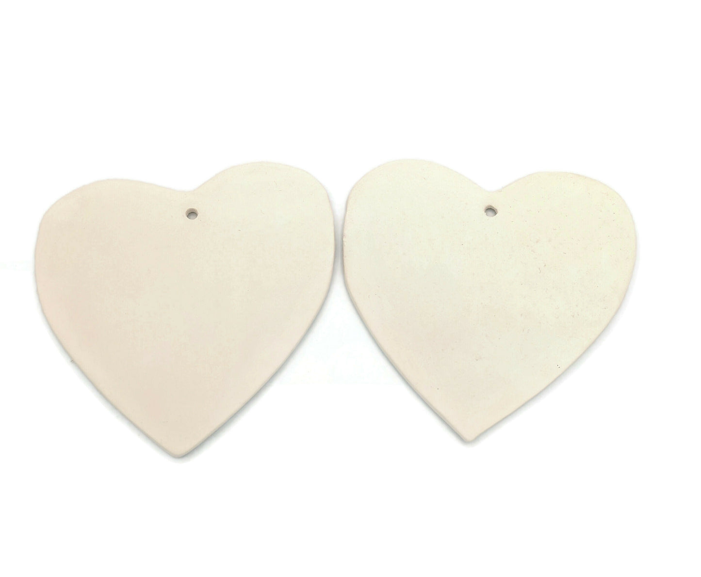 2Pc blank ceramic heart ornament, craft kits for adults, unpainted ceramic bisque ready to paint, best sellers cute DIY gifts for mom - Ceramica Ana Rafael