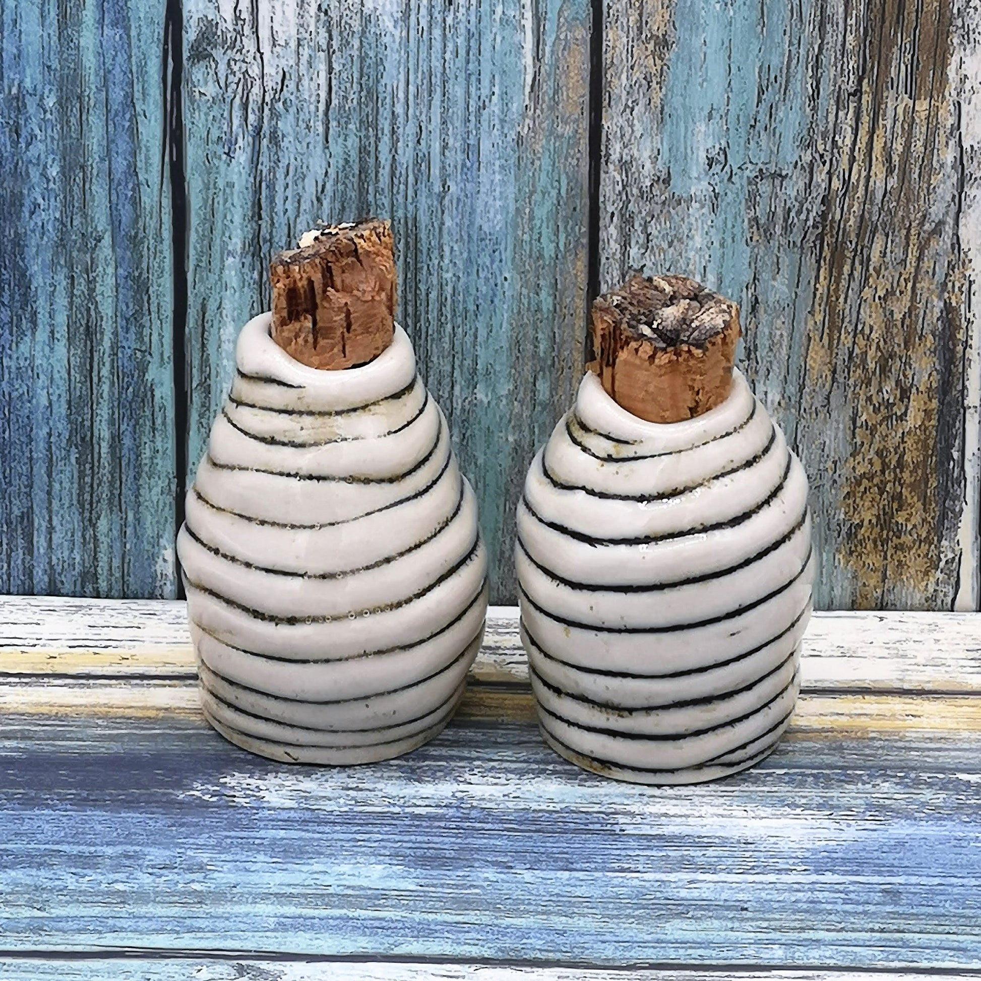 MINIATURE BOTTLE, SMALL Ceramic Bottle With Cork Stopper, Mini Bottles, Handmade Pottery Vase, 9th anniversary gift for wife, mom birthday - Ceramica Ana Rafael