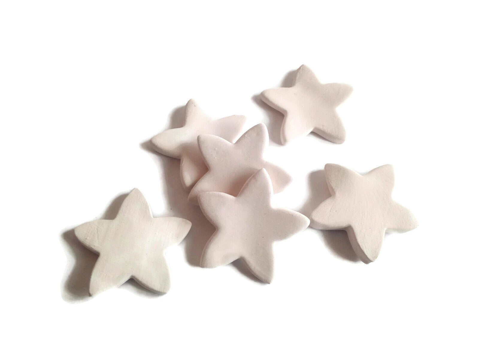 6Pc 45mm Small Ceramic Tiles Star Shaped, Tiny Mosaic Tiles For Crafts, Unpainted Ceramic Bisque Ready To Paint, Best Sellers Handmade - Ceramica Ana Rafael