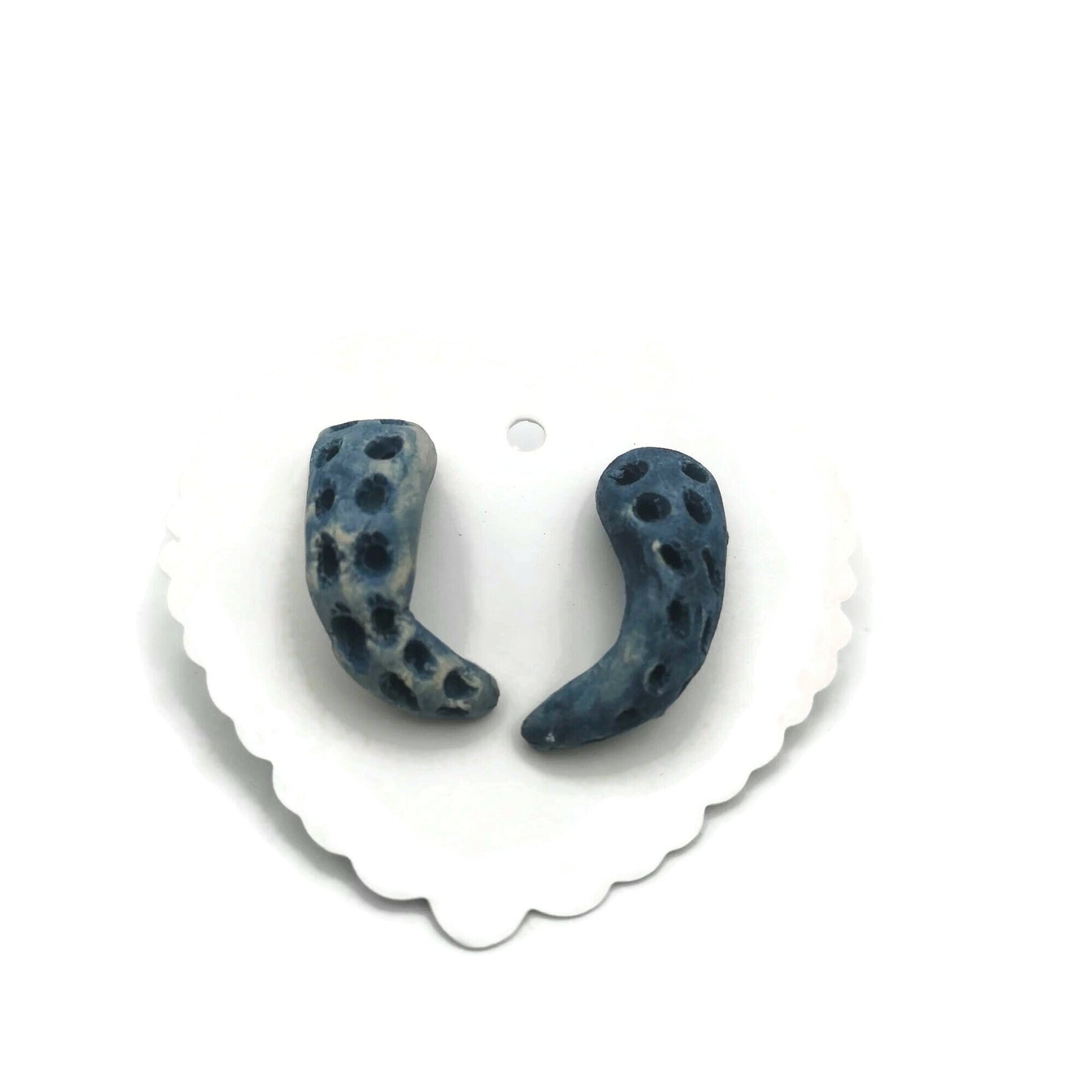 Octopus Earrings For Women, Minimalist Novelty Blue Stud Earrings, Best Gifts For Her, Artisan Clay Tentacle Jewelry - Ceramica Ana Rafael