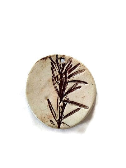 LARGE CIRCLE PENDANT, Large Pendant Eclectic Jewelry Making Rosemary Necklace Pendant, Handmade Ceramic Charms Round Shape Clay Charms - Ceramica Ana Rafael