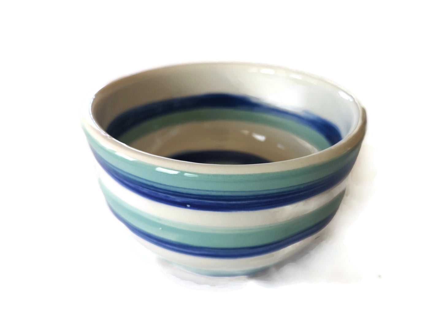 Hand Painted Turquoise Blue Striped Bowl, housewarming gift first home for her, Mom Birthday Gifts From Daughter, Best Sellers Pasta Bowls - Ceramica Ana Rafael