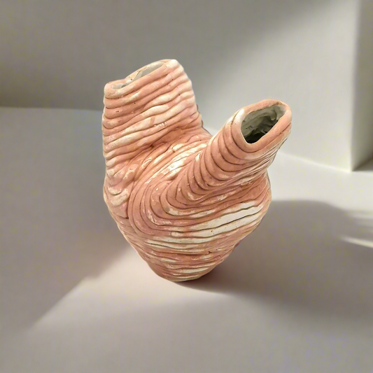 Sculptural Handmade Ceramic Pink Vase – Textured Organic Bud Vase