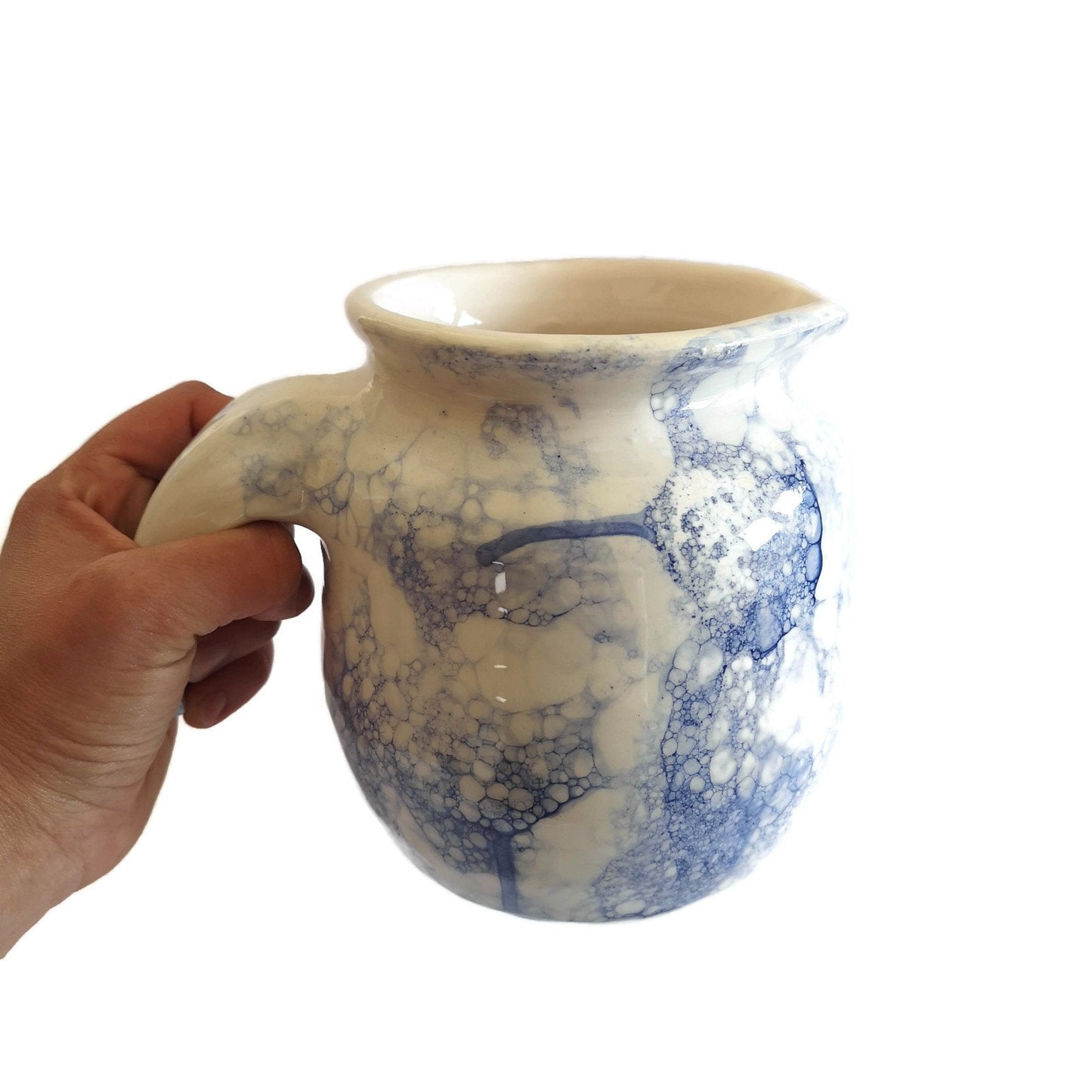 900ml/30oz Handmade Ceramic Blue And White Water Pitcher for Table With Handpainted Abstract Design, Pottery Vase Best Gifts for Her - Ceramica Ana Rafael