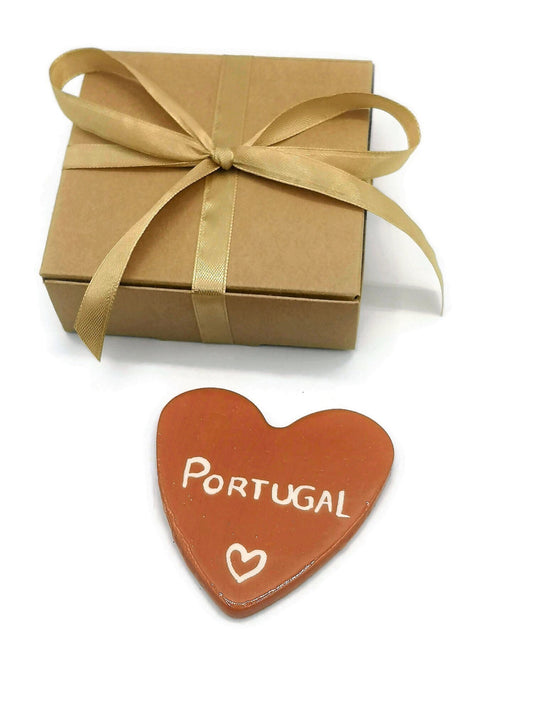 Handmade Ceramic Heart Portugal Magnet, Refrigerator Magnet, Fridge Magnet For Decoration, Housewarming Gift Portuguese Souvenirs For Her - Ceramica Ana Rafael