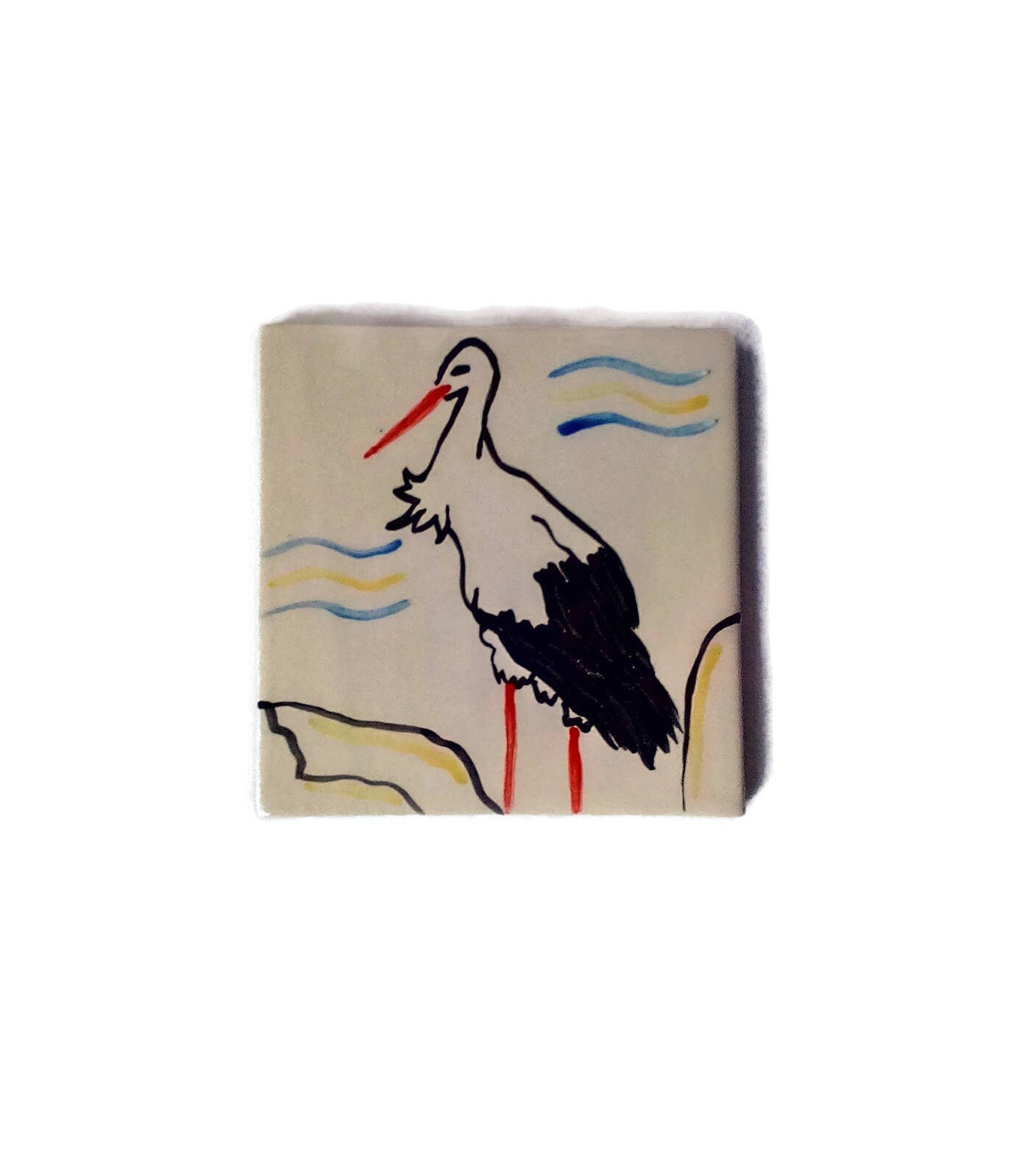 CERAMIC MOSAIC TILE Wall Art, Decorative Bird Tiles With Stork Design, Portuguese Gifts, Housewarming Gift First Home - Ceramica Ana Rafael