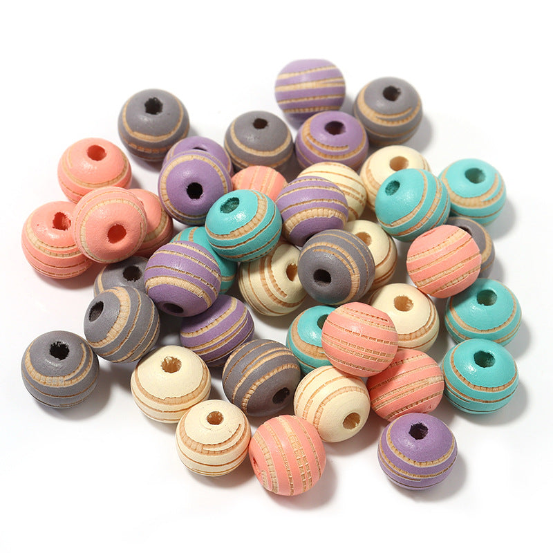 Printed Wooden Beads 10mm – Large Hole Beads for Jewelry Making & Macrame