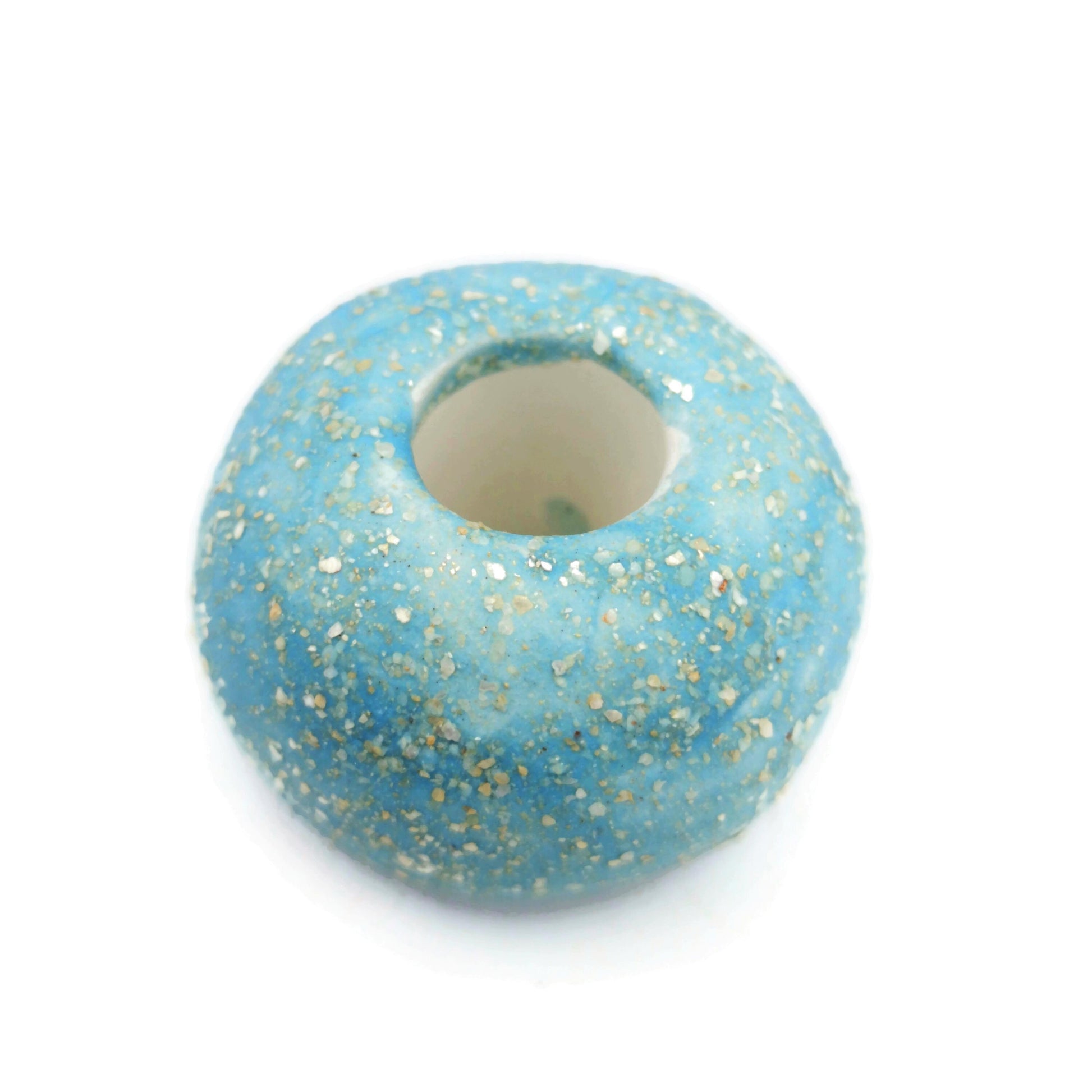 unique beads for jewelry making, handmade ceramic large macrame beads large hole, round sparkly beads for crafts, clay beads - Ceramica Ana Rafael