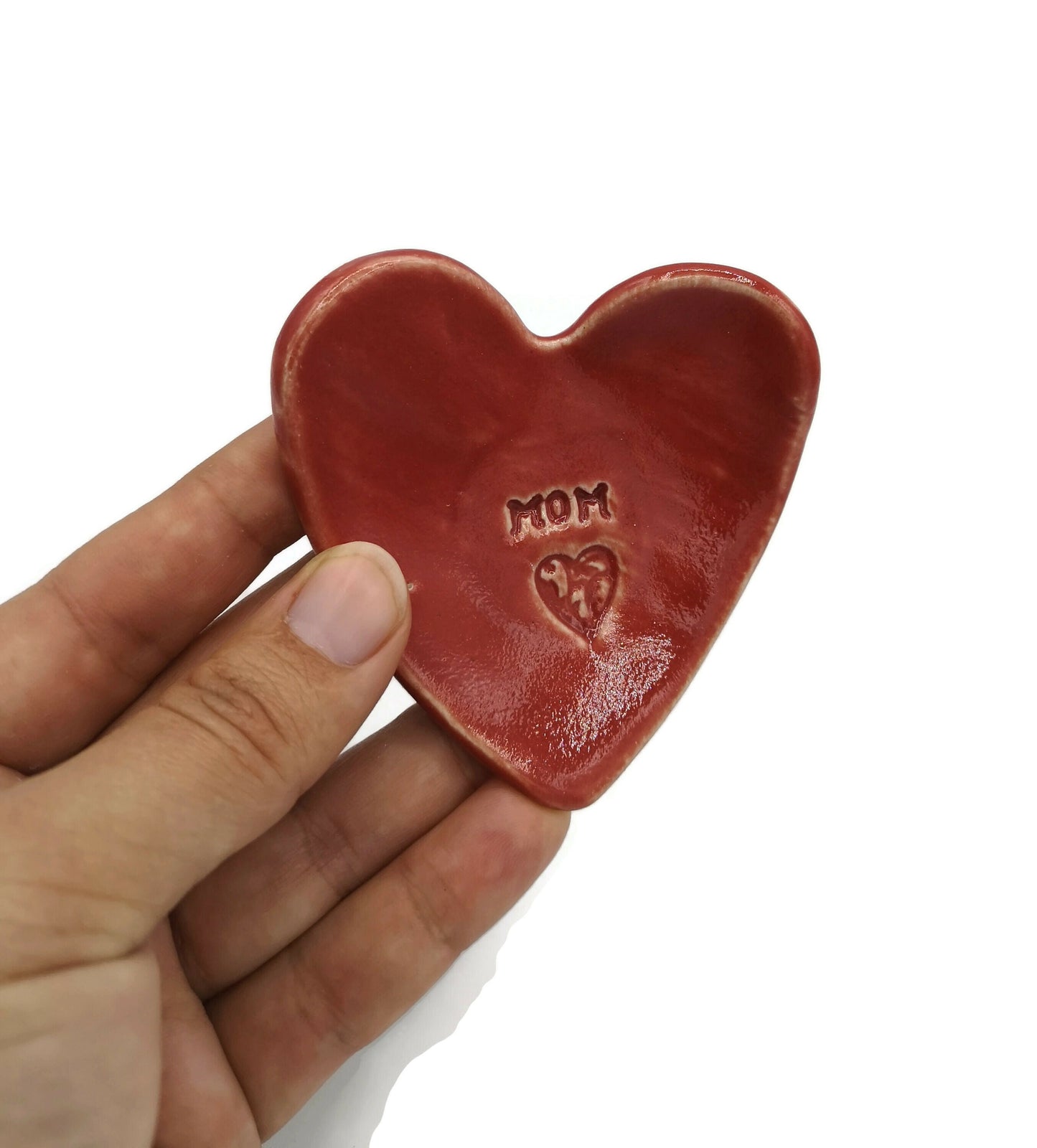 Handmade Ceramic Red Heart Shaped Ring Holder Dish, Mother In Law Gift, Mothers Day Gift For Women, Step Mom Birthday Gift From Daughter - Ceramica Ana Rafael