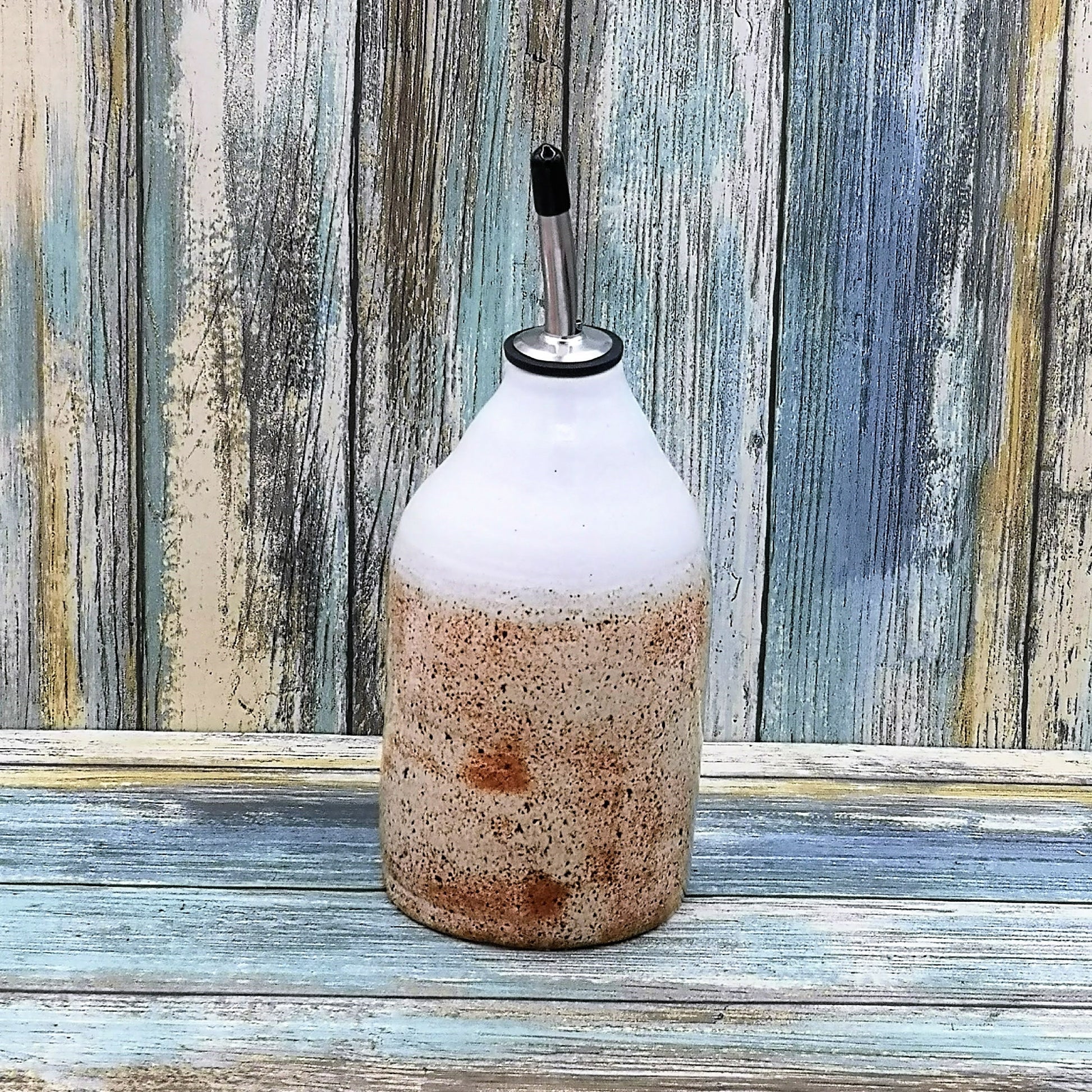 hand thrown pottery olive oil dispenser handmade ceramics, housewarming Gift First Home cooking gifts, speckled stoneware Olive Oil Cruet - Ceramica Ana Rafael