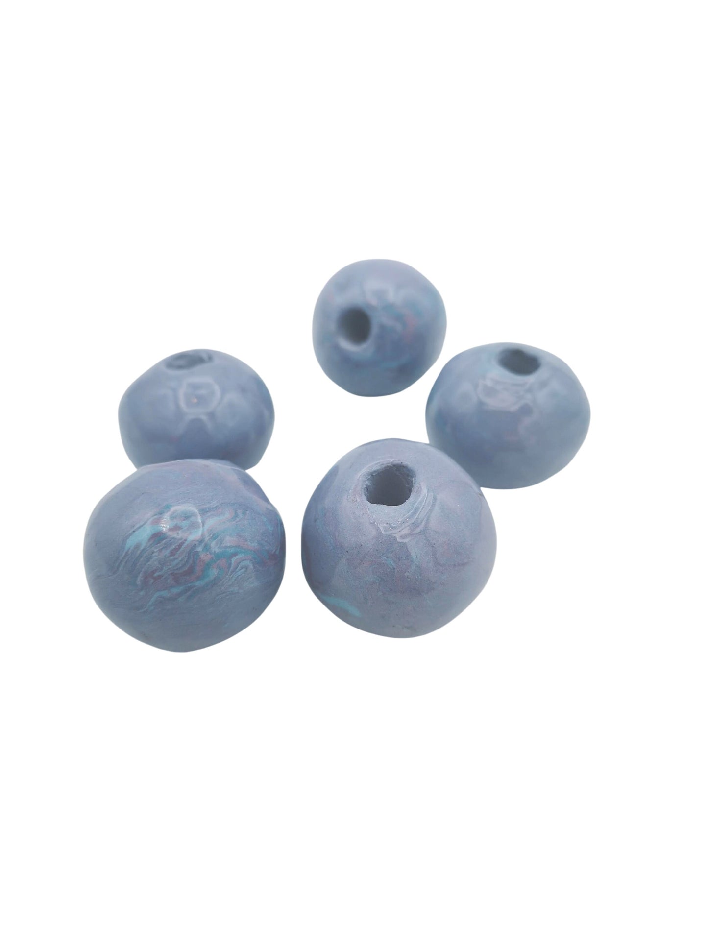 1Pc 30mm Extra Large Bead For Macrame, Marbled Handmade Ceramic 7mm Large Hole Beads For Chunky Jewelry Making, Unique Purple And Blue Beads - Ceramica Ana Rafael