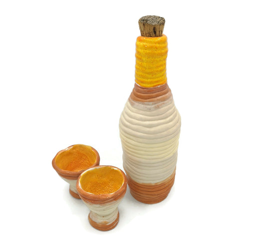 Decorative Shot Glasses And Bottle With Cork Stopper, Best Gifts For Him, Best Sellers Ceramic Vase Handmade Ceramic Jar Unique Wedding Gift - Ceramica Ana Rafael