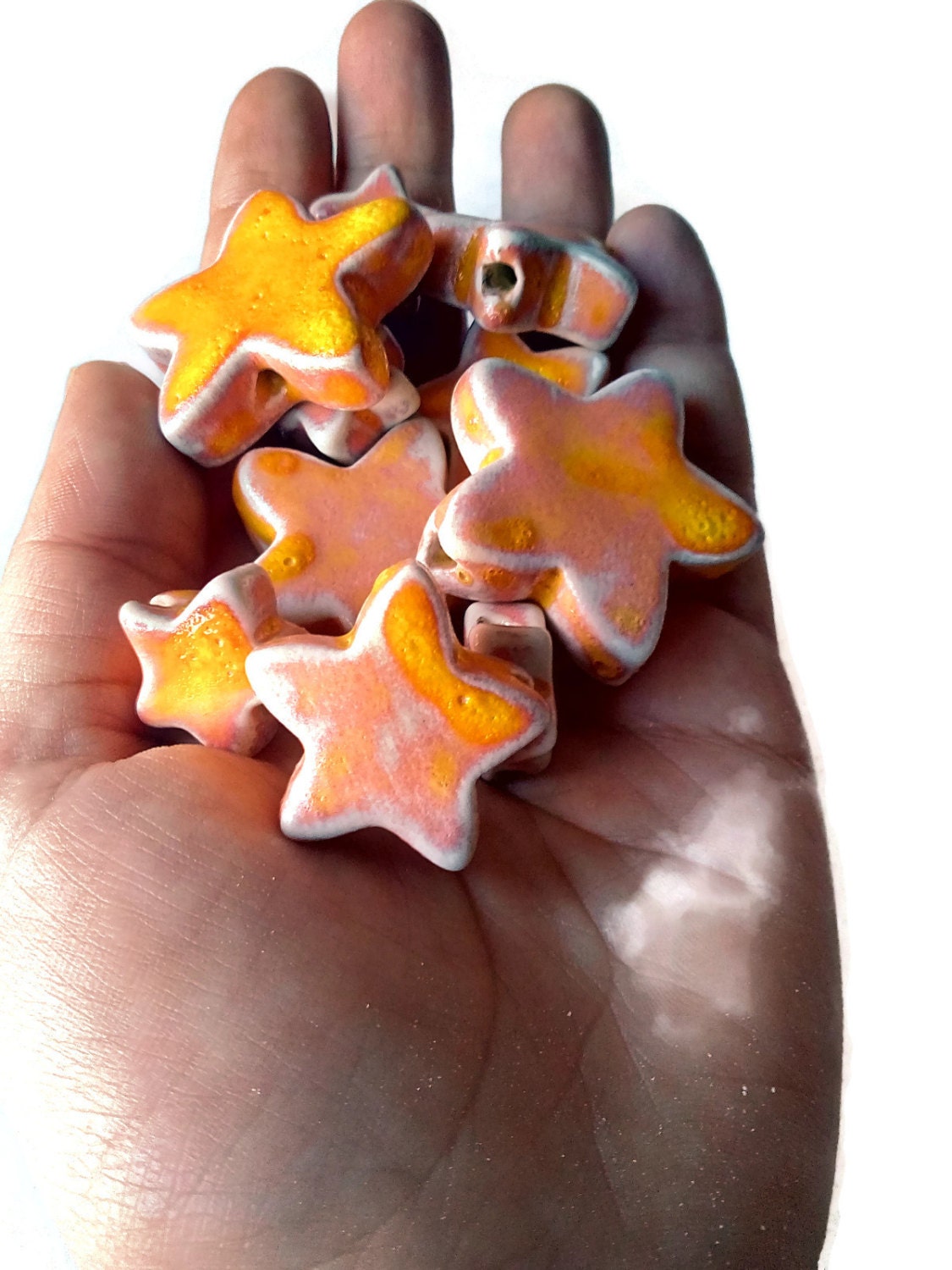 1Pc Handmade Ceramic Star Beads For Jewelry Making, Unique Clay Beads For Macrame, Large Beads, Unusual Porcelain Bead - Ceramica Ana Rafael