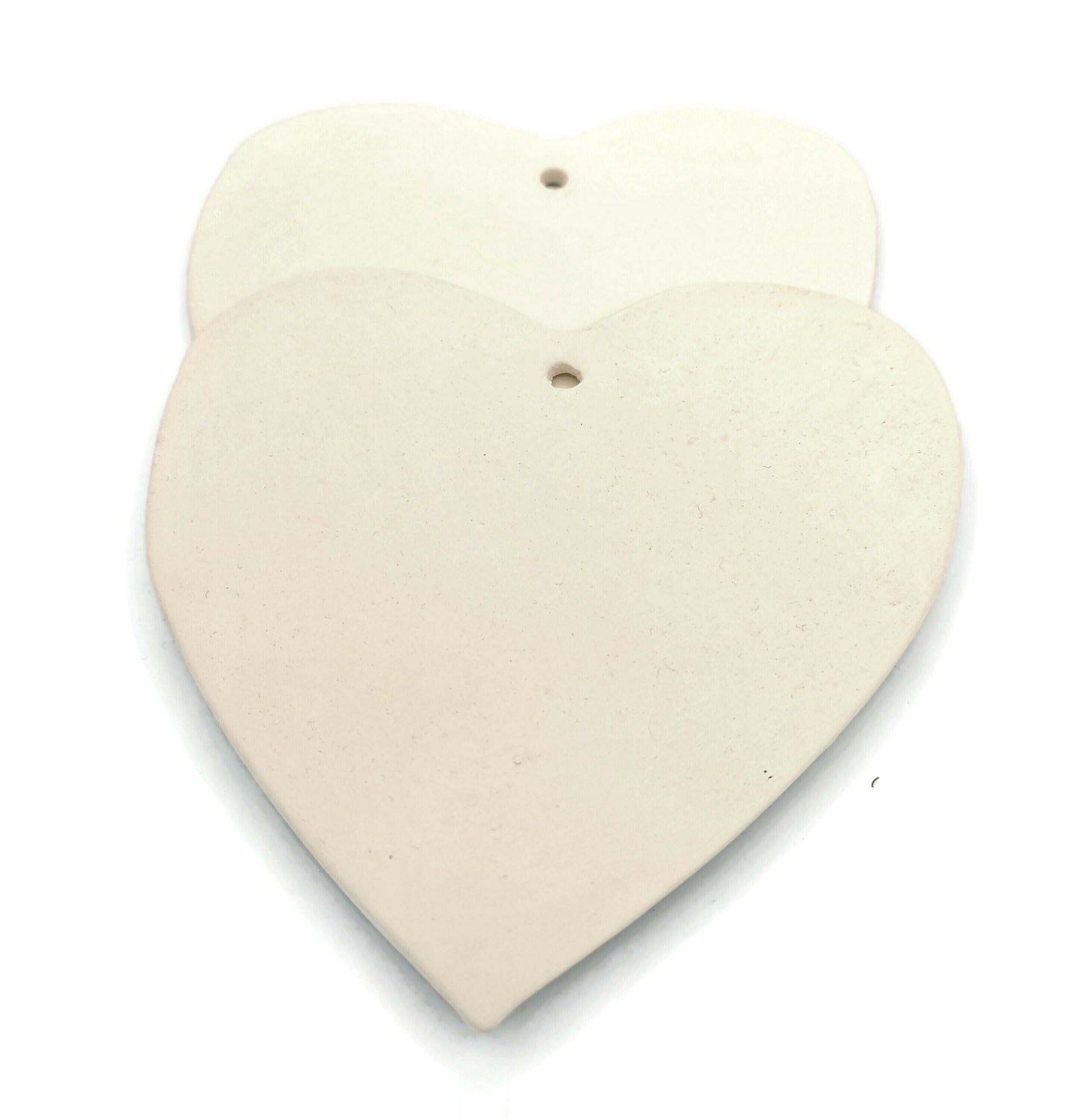 2Pc blank ceramic heart ornament, craft kits for adults, unpainted ceramic bisque ready to paint, best sellers cute DIY gifts for mom - Ceramica Ana Rafael