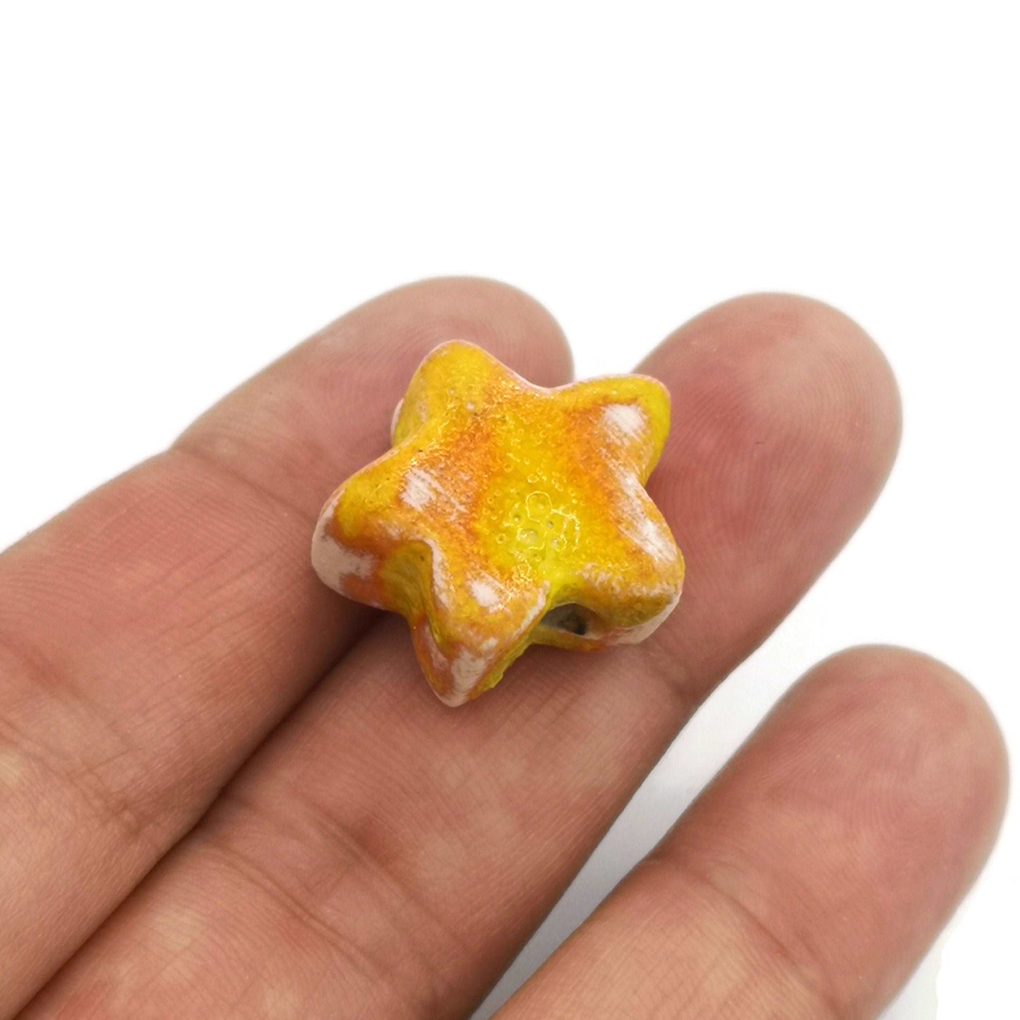 1Pc Handmade Ceramic Star Beads For Jewelry Making, Unique Clay Beads For Macrame, Large Beads, Unusual Porcelain Bead - Ceramica Ana Rafael