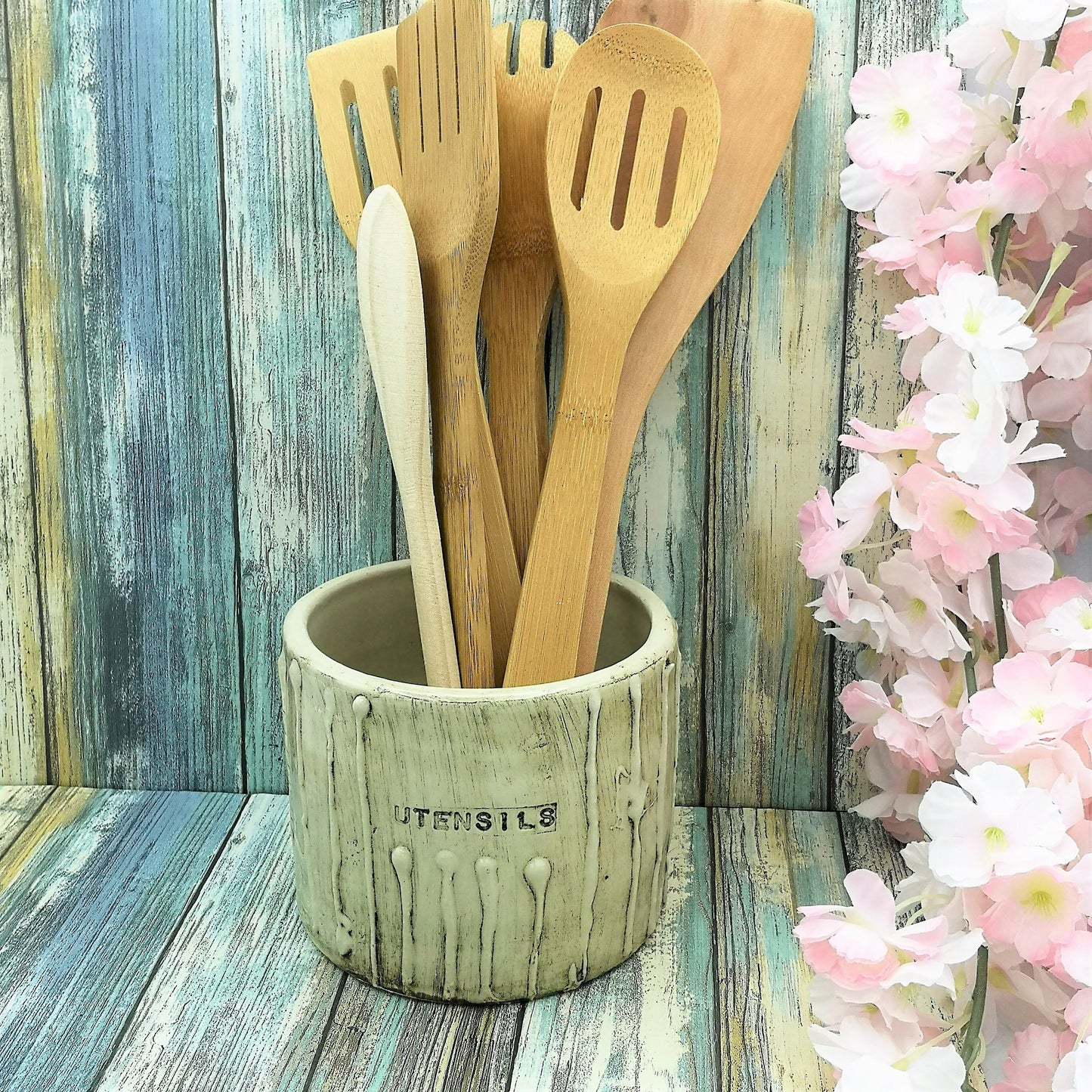 Handmade Ceramics Large Utensil Holder For Kitchen Wooden Utensils, Best Sellers Housewarming Gift First Home, Textured Ceramic Vase Crock - Ceramica Ana Rafael