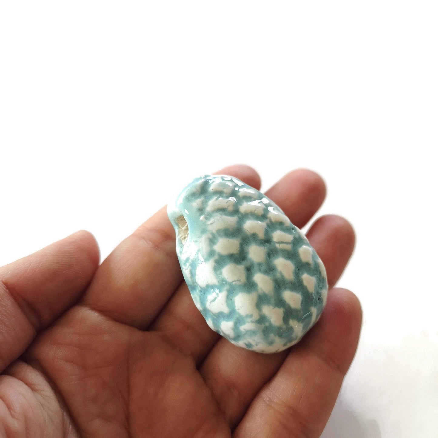 Handmade Ceramic Turquoise Pendant, Unique Jewelry Making Clay Charms, Jumbo Clay Pendant, Most Sold Items Necklace Pendant - Ceramica Ana Rafael