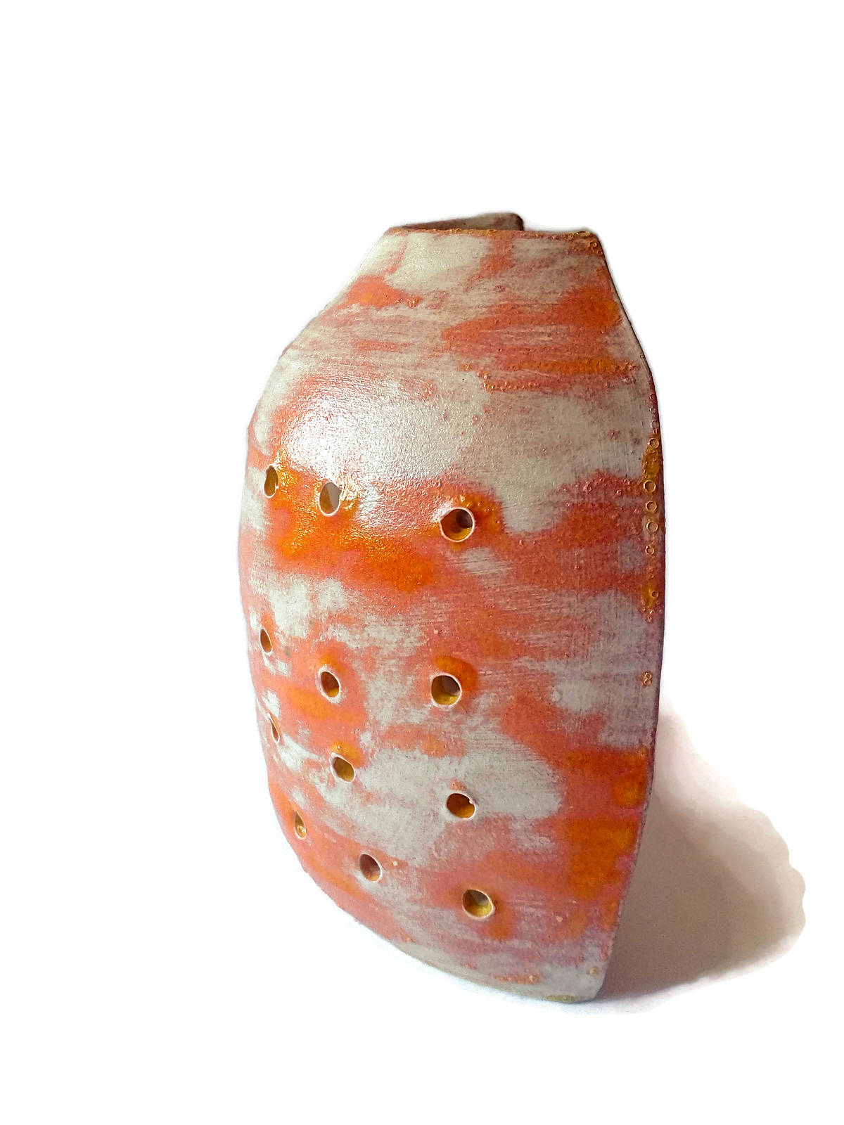 CANDLE LANTERN, CERAMIC Candle Holder, Orange Votive Candle Holder, Just Because Gift - Ceramica Ana Rafael