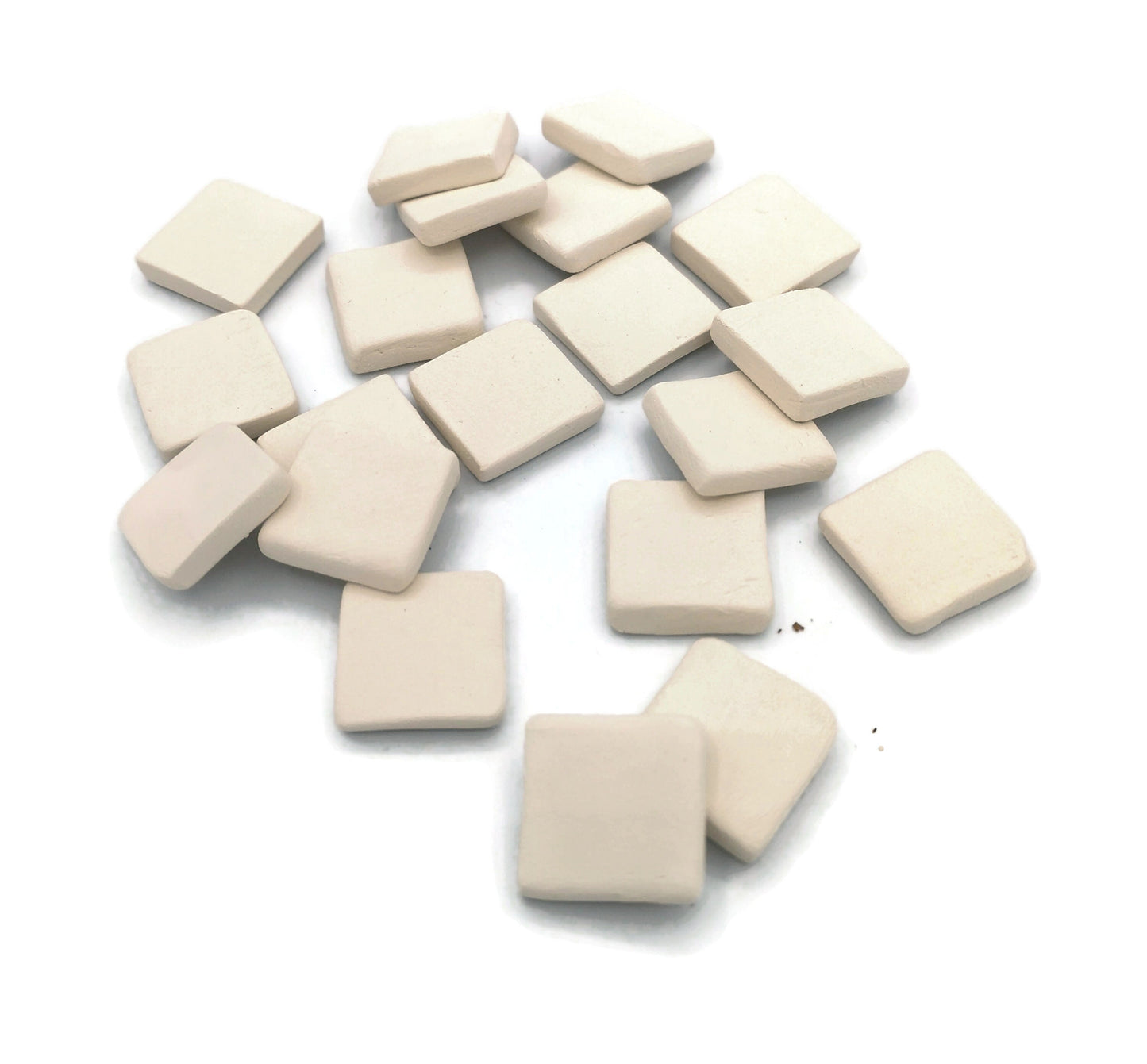 20Pc 20mm Handmade Small Bisque Ceramic Mosaic Tiles For Crafts, Blank Tiny Unpainted Squares or Stars Ready to Paint - Ceramica Ana Rafael