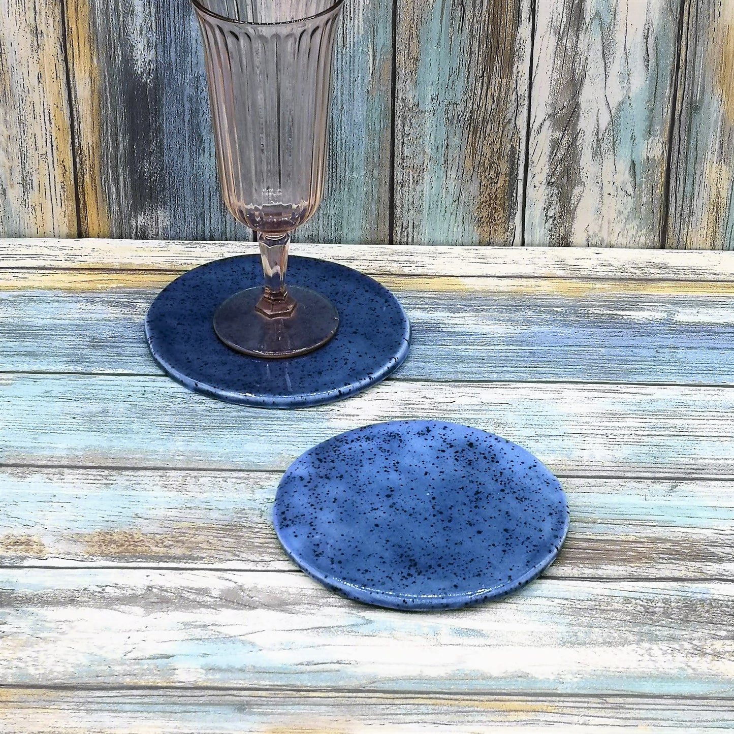 BLUE COASTERS, CERAMIC Coasters For Drinks, Office Desk Accessories For Men, Dad Birthday Gift From Daughter, Housewarming Gift First Home - Ceramica Ana Rafael
