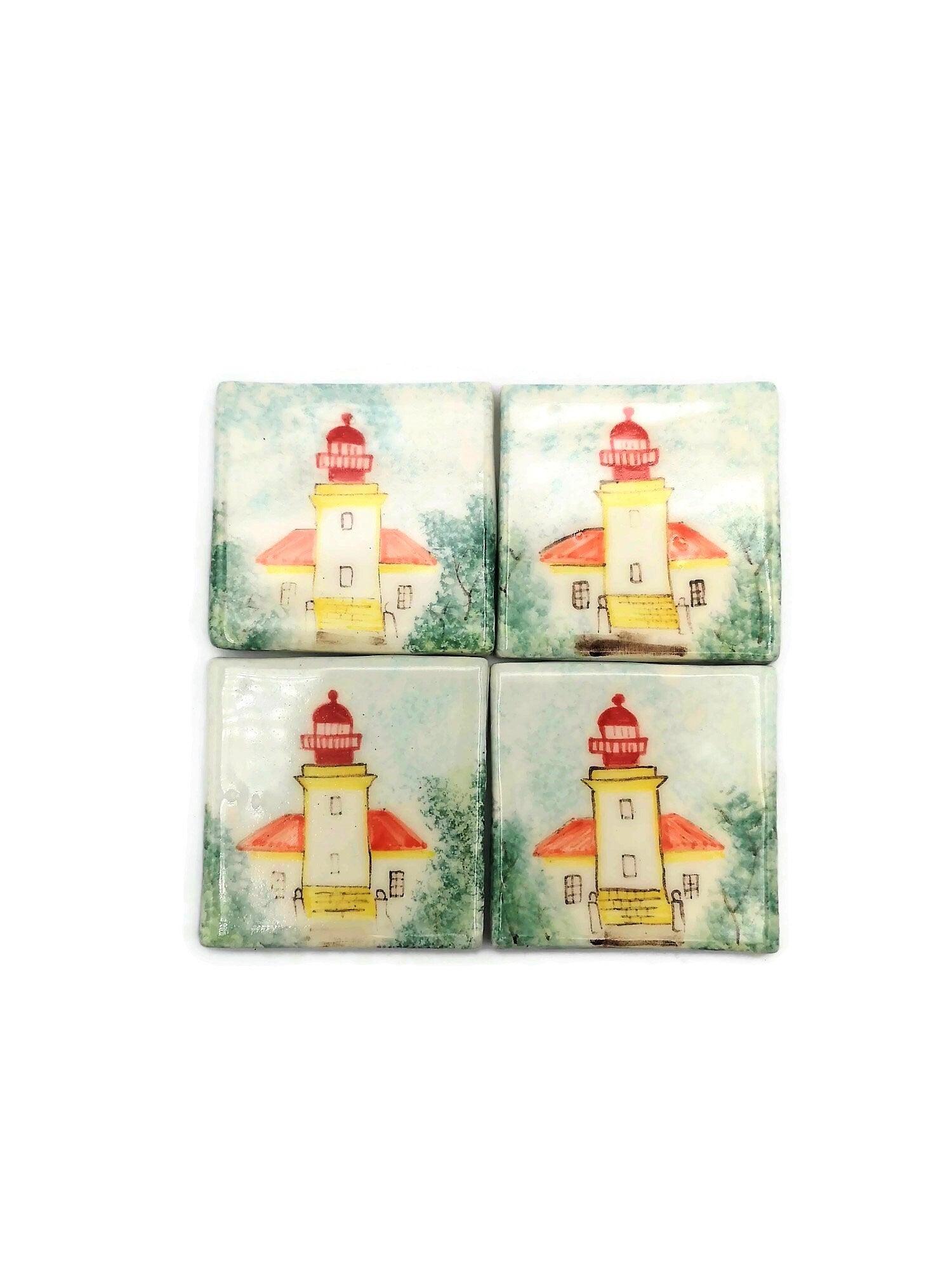 1Pc Hand Painted Lighthouse Small Ceramic Tile Wall Art, Decorative Mosaic Tiles For Backsplash, Unique Gifts For Him - Ceramica Ana Rafael