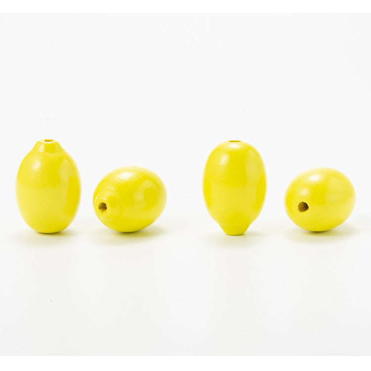 Extra-Large Lemon-Shaped Yellow Wood Beads | Macrame & Home Decor