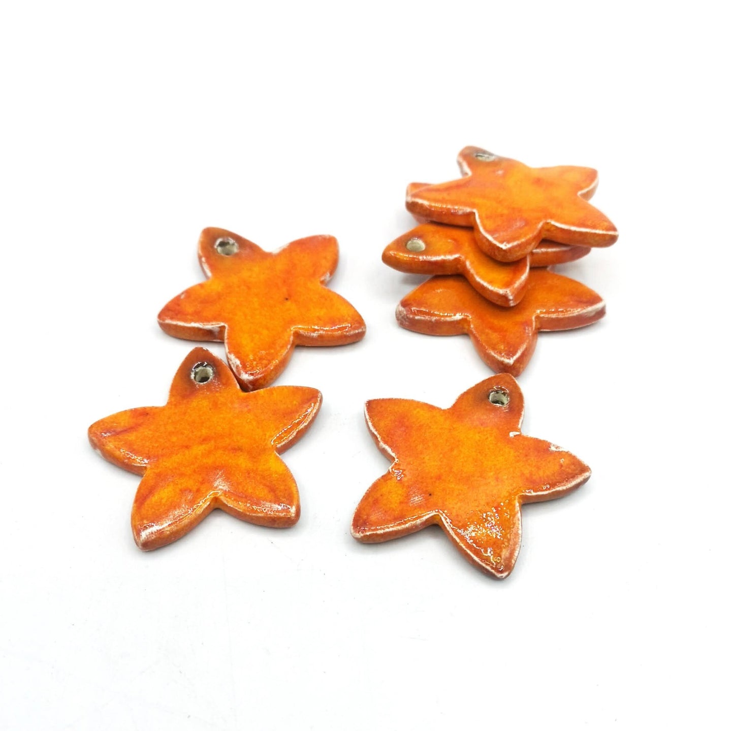 55mm Unique Clay Charms For Jewelry Making, Big Pendant Necklace, Large Pendant Star Shape, Cool Pendant Orange - Ceramica Ana Rafael