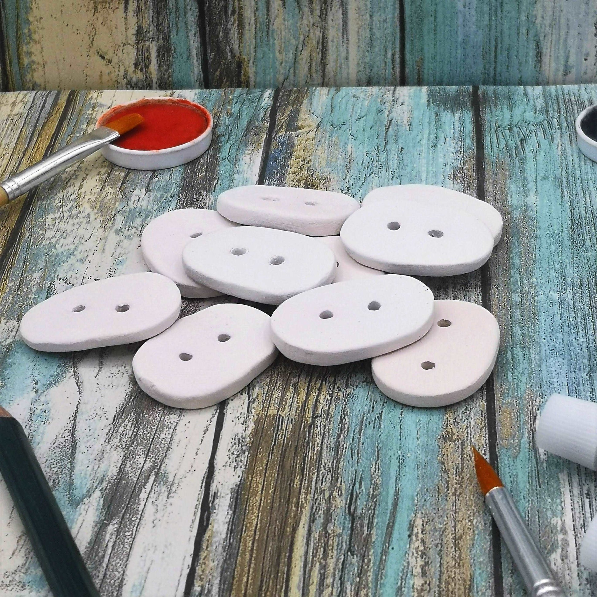 10Pc Large Oval Sewing Buttons, Custom Buttons Diy Craft Kit, Best Sellers, Handmade Ceramic Bisque Ready To Paint Sewing Notions