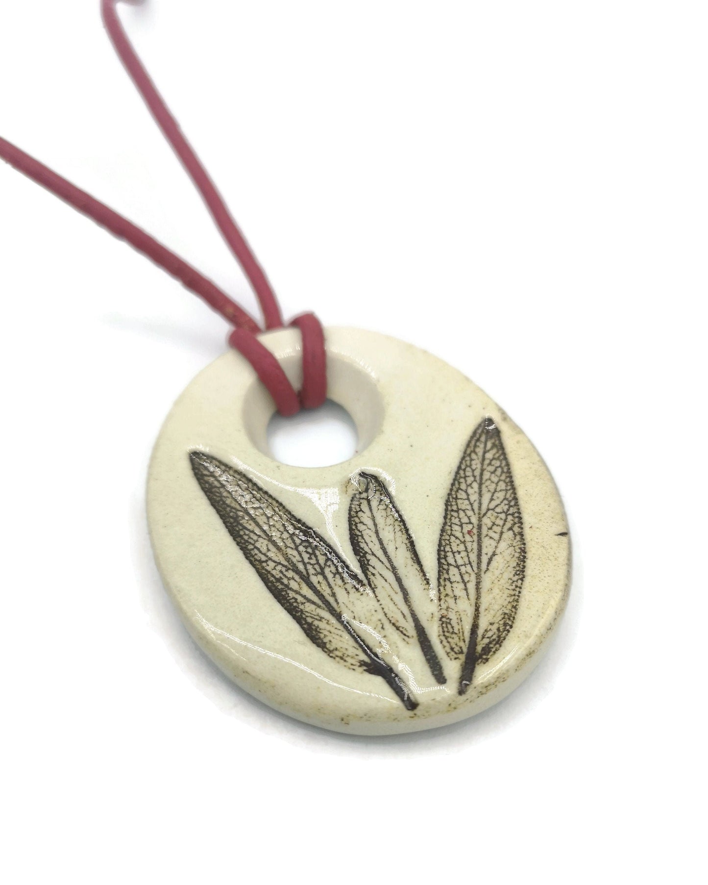 DESIGNER CHARMS, LEAF Pendant Clay Jewelry Making, Custom Pendant Necklace Unique Jewelry - Ceramica Ana Rafael