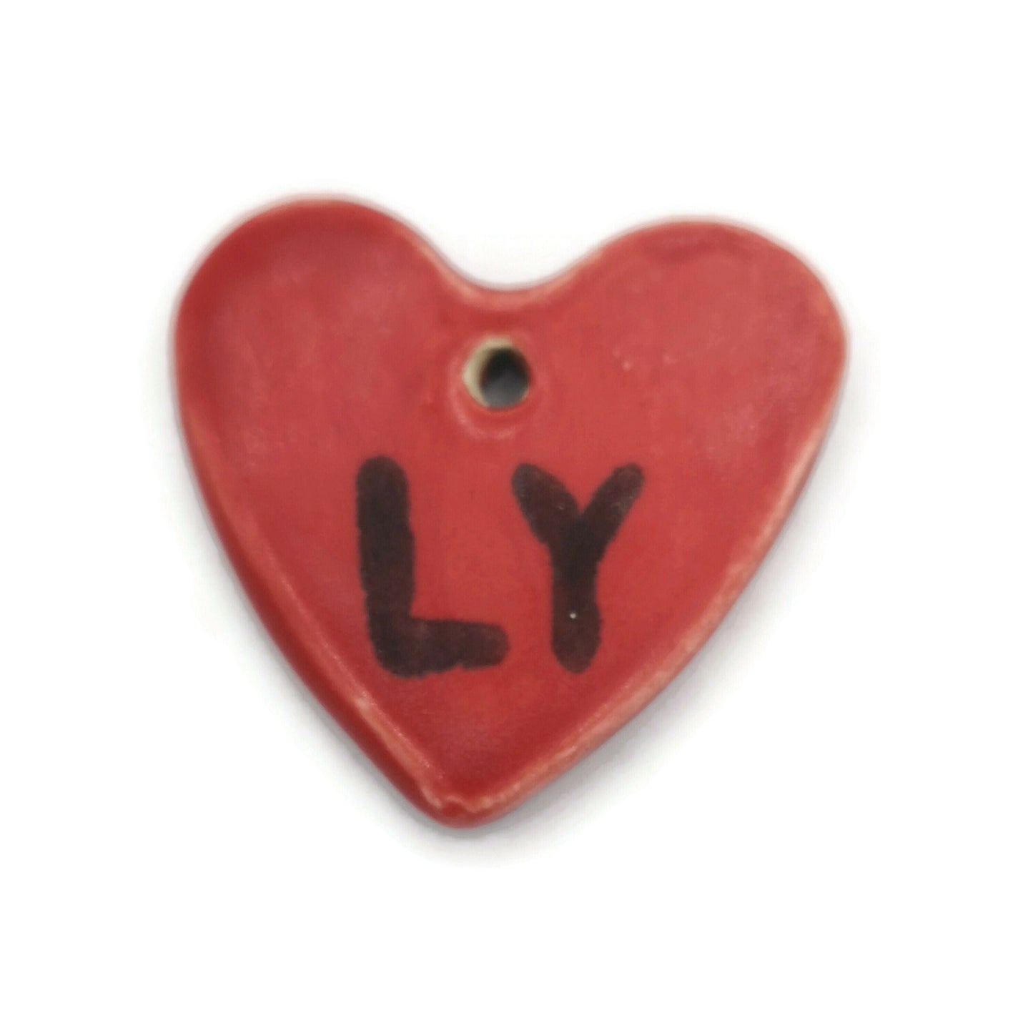 Handmade Ceramic Red Heart Charms For Jewelry Making, Love Charm Pendant For Necklace, Love You Clay Charms - Ceramica Ana Rafael