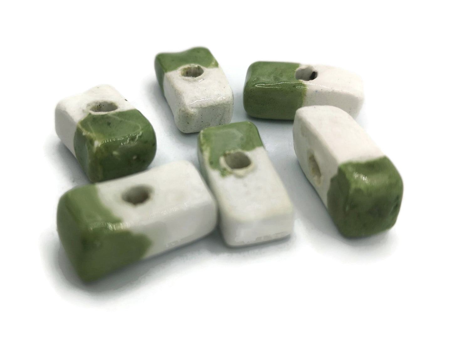 SPACER BEADS, RECTANGLE Bead, Ceramic Beads, Set Of 6 Flat Square Tile Beads For Jewelry Making, Decorative Unique Clay Beads For Crafts - Ceramica Ana Rafael