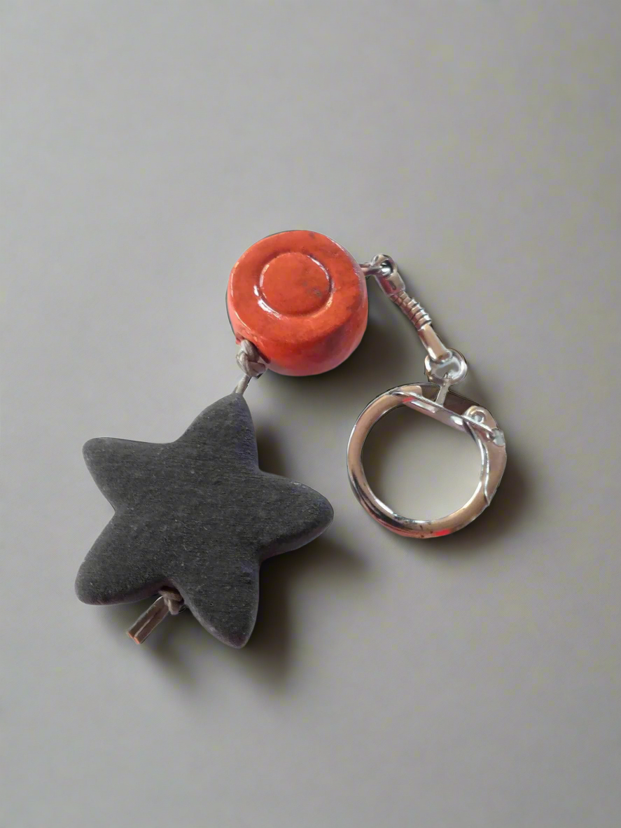 Cool Black Star Keychain – Handmade Keyring Gift for Men and Teachers