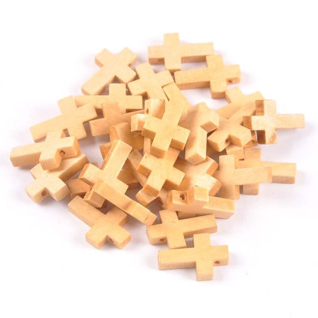 50 Wooden Cross Charms 22mm – Christian Jewelry Making Supplies