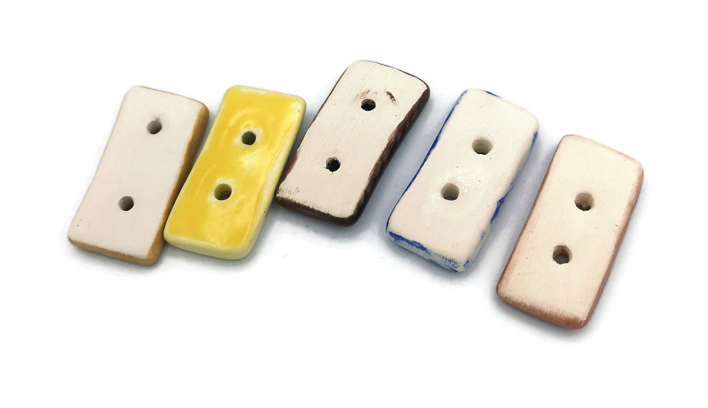 5Pc 40mm Assorted Large Rectangular Sewing Buttons For Crafts, Novelty Sewing Supplies And Notions, Handmade Ceramic Coat Buttons - Ceramica Ana Rafael