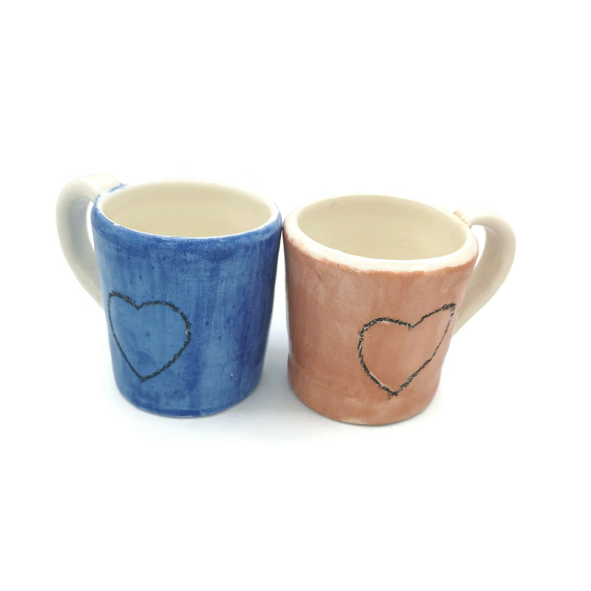 Coffee Mug Set Of 2 Heart Mug, Handmade Ceramic Mug Best Friend Gift, 9 Years Anniversary Gifts For Couple, Pottery Mug - Ceramica Ana Rafael