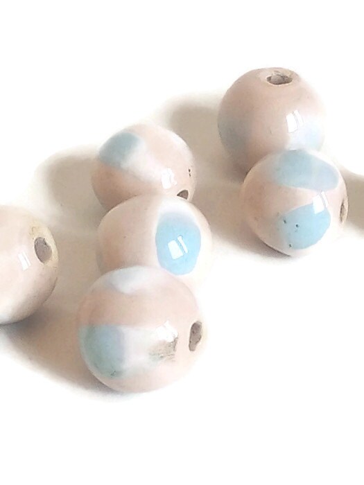 ROUND BEADS, BUBBLEGUM Beads, Set of 5 2mm Hole Ceramic Beads For Jewelry Making, Unique Pastel Clay Beads For Macrame - Ceramica Ana Rafael