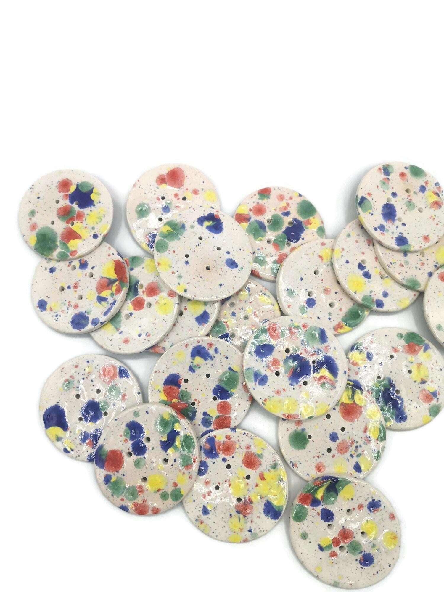 1Pc 65mm Colorful Giant Sewing Buttons, Jumbo Confetti Decorative Novelty Extra Large Buttons for Crafts, Handmade Ceramic Coat Button