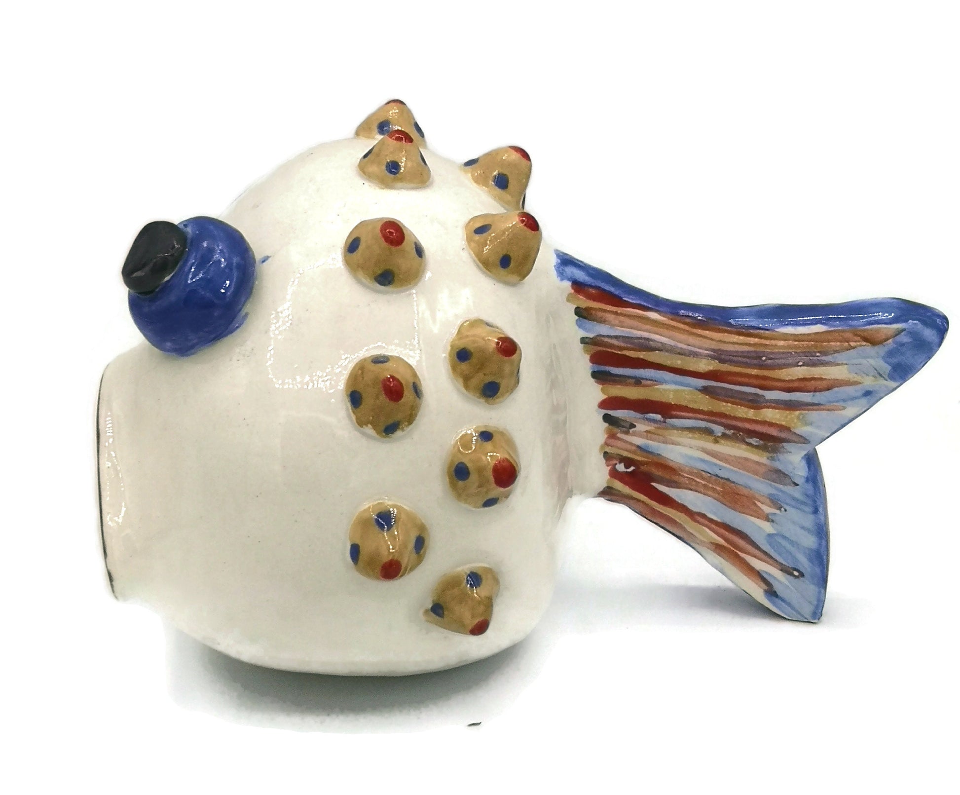 Handmade Ceramic Fish Sculpture Hand Painted, Coastal Pottery Animal Office Desk Accessories Best Gifts For Him, Best Sellers - Ceramica Ana Rafael