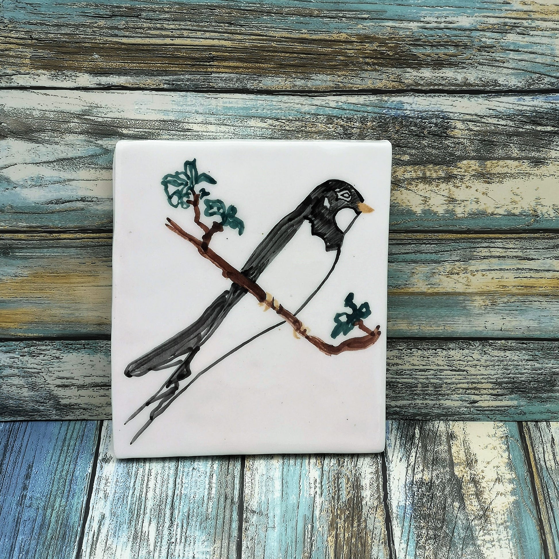 Hand Painted Swallow Bird Tiles For Backsplash, Bird Lovers Mother's Day Gift From Daughter, Handmade Ceramic Decorative Tiles Best Sellers - Ceramica Ana Rafael