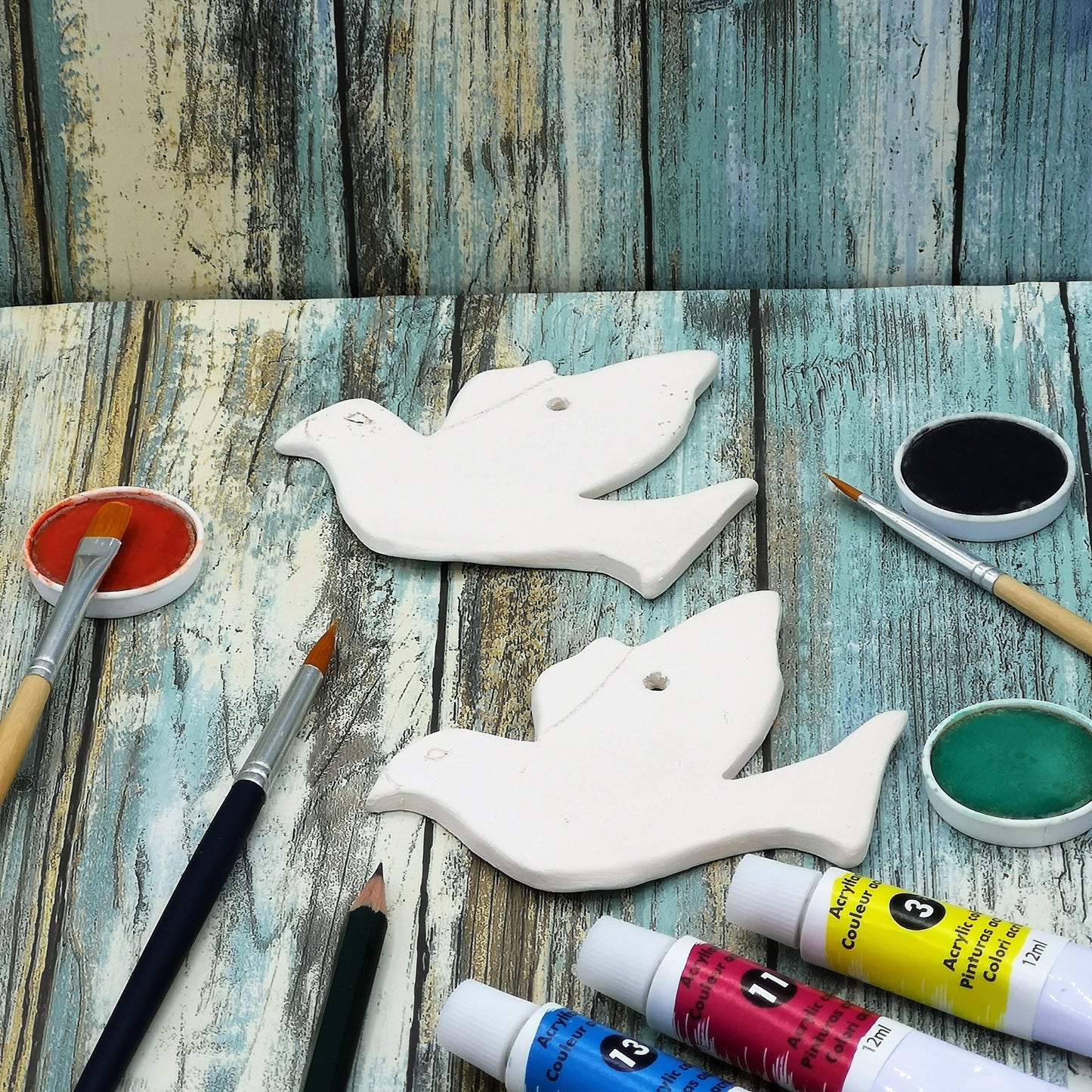 White Ceramic Dove Ready To Paint, Unpainted Ceramic Bisque Bird Wall Hanging, Custom Mourning Dove For Memorial, Christmas Ornaments - Ceramica Ana Rafael